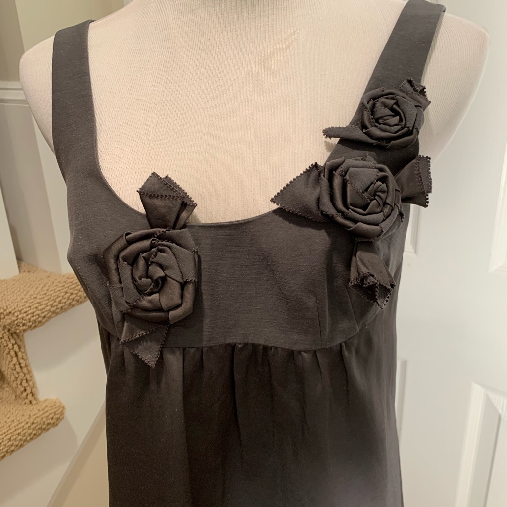Nwt, Rebecca Taylor Grey Dress With Flowers